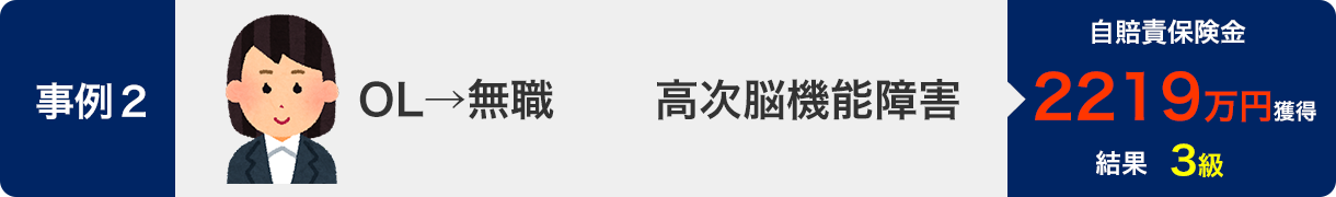 事例2・高次脳機能障害・OL→無職・結果3級